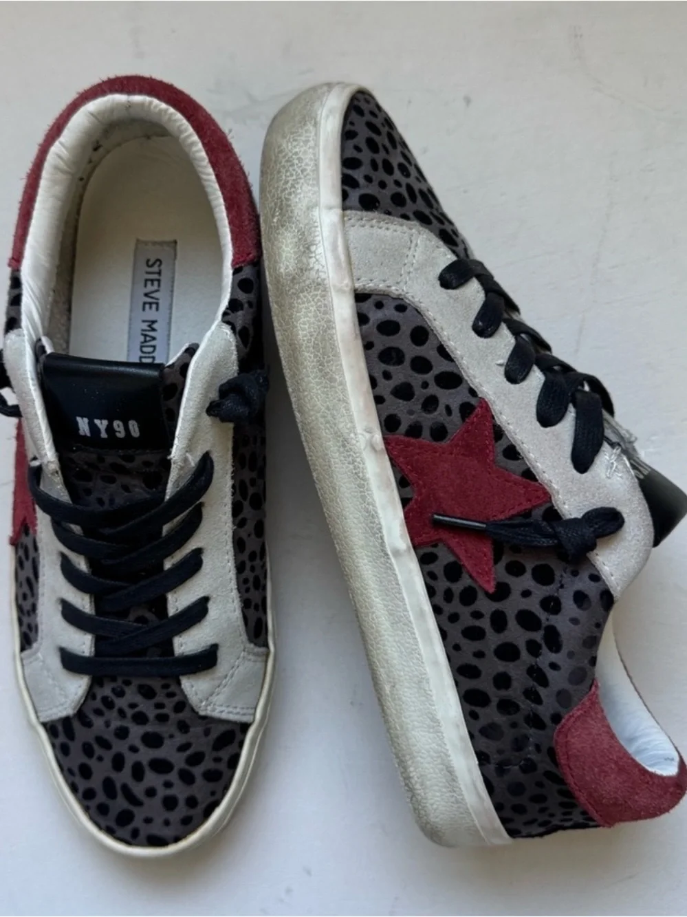 Steve Madden NY90 Philosophy Calf Hair Animal Print Sneakers